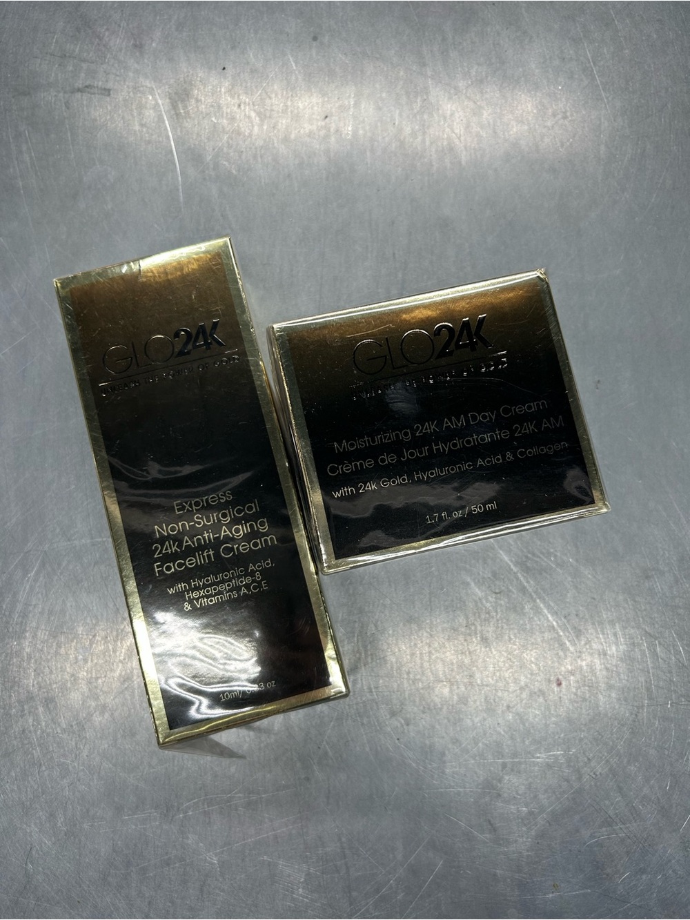 GLO24K 24K Gold Moisturizing Day Cream & Anti-Aging Face Lift Set - Gold